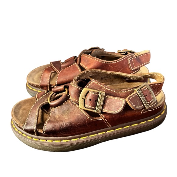 Dr. Martens Vintage 90s Brown Leather Platform Fisherman Sandals - Picture 3 of 6